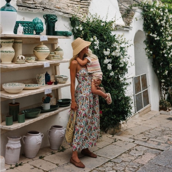 NWT Doen Benoit Cotton Ruched A Line Tiered Midi Maxi Dress Liberty Rose Romance - Picture 7 of 16